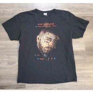 Post Malone Twelve Carat Tour 2022 Double Sided Concert T Shirt Sz XL Black